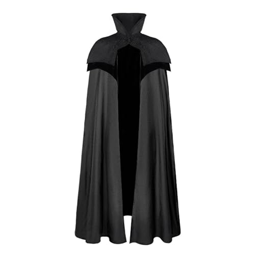 Halloween-Kostüm, Renaissance-Umhang, Damen, Herren, Länge, Stehkragen, wendbarer Umhang, Maskerade, Umhang, Mittelalter-Kostüm, Schwarz, L Halloween-Kostüm, Renaissance-Umhang, Damen, Herren, Länge, Stehkragen, wendbarer Umhang, Maskerade, Umhang, Mittelalter-Kostüm, Schwarz, L von TREWQ-US