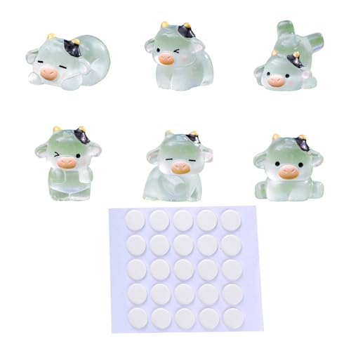 6pcs Cow Figur Cake Toppers Harzkuh Miniatur Für Auto Dashboards Spaß Interieur Für Tierliebhaber von TRHEEE