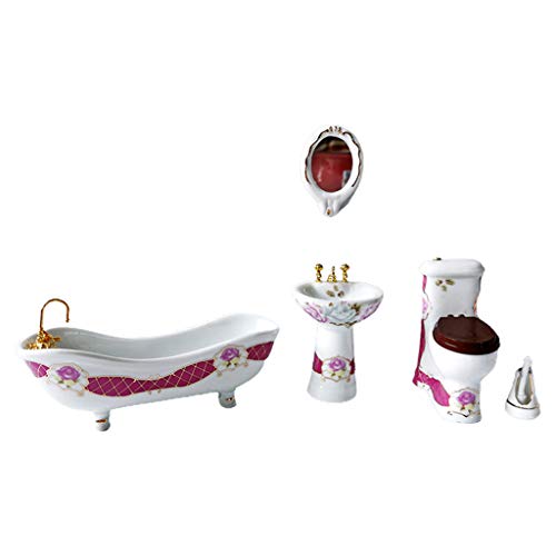 TRHEEE Einzigartige 1:12 Puppenhaus Badezimmermöbel Simulation Handwaschbecken Möbel Modell Badezimmermöbel Spielzeug Für Mädchen Puppenhaus Badewanne von TRHEEE