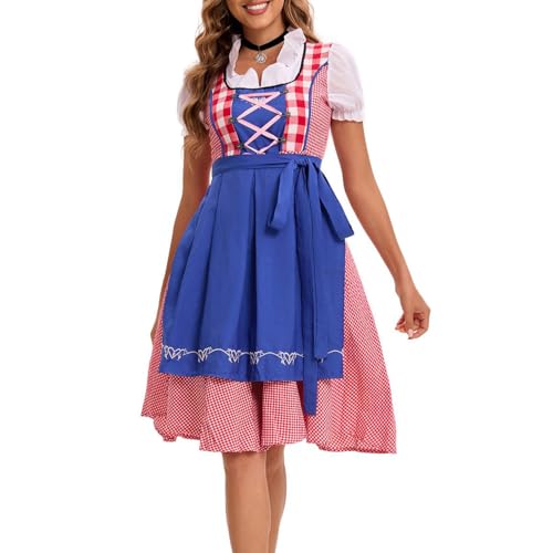 TRHEEE Oktoberfest Dirndl, Womens Deutsch Oktoberfest Kostüme Dirndl Kleiderschürze Ribbon Für Halloween Bier Carnivals Party Kostüm von TRHEEE