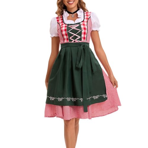 TRHEEE Oktoberfest Dirndl, Womens Deutsch Oktoberfest Kostüme Dirndl Kleiderschürze Ribbon Für Halloween Bier Carnivals Party Kostüm von TRHEEE