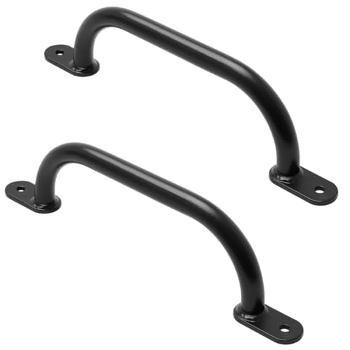 Klettergriffe Haltegriffe für Outdoor & Indoor Metall Griffe für Spielplatz, Klettergerüst, Spielturm, Hochbett, Leiter und Kletterwand im Kinderzimmer (350 mm Schwarz, 2 Stücke) von TRIBECCO