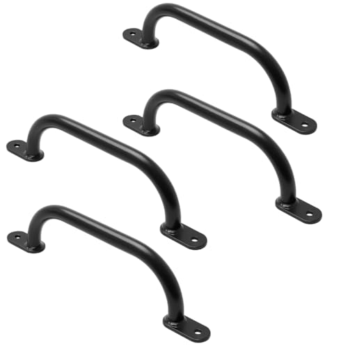 Klettergriffe Haltegriffe für Outdoor & Indoor Metall Griffe für Spielplatz, Klettergerüst, Spielturm, Hochbett, Leiter und Kletterwand im Kinderzimmer (350 mm Schwarz, 4 Stücke) von TRIBECCO