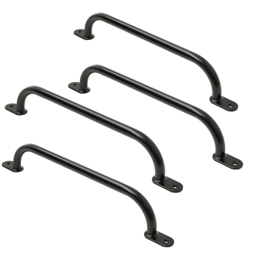 Klettergriffe Haltegriffe für Outdoor & Indoor Metall Griffe für Spielplatz, Klettergerüst, Spielturm, Hochbett, Leiter und Kletterwand im Kinderzimmer (550 mm Schwarz, 4 Stücke) von TRIBECCO