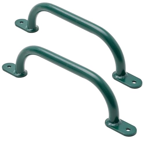 TRIBECCO Klettergriffe Haltegriffe für Outdoor & Indoor Metall Griffe für Spielplatz, Klettergerüst, Spielturm, Hochbett, Leiter und Kletterwand im Kinderzimmer (350 mm Grün, 2 Stücke) von TRIBECCO