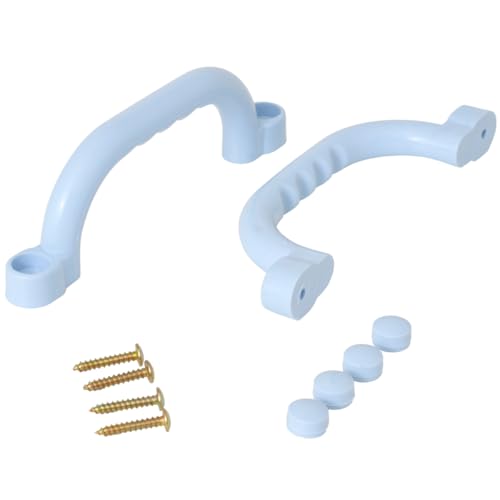 TRIBECCO Plastikgriff für den Spielplatz – sicherer, ergonomischer Griff für Kinder, wetterbeständig, stoßfest, einfache Montage, Montageset inklusive – 2 Stück im Set – 25 x 7,5 cm (Pastellblau) von TRIBECCO