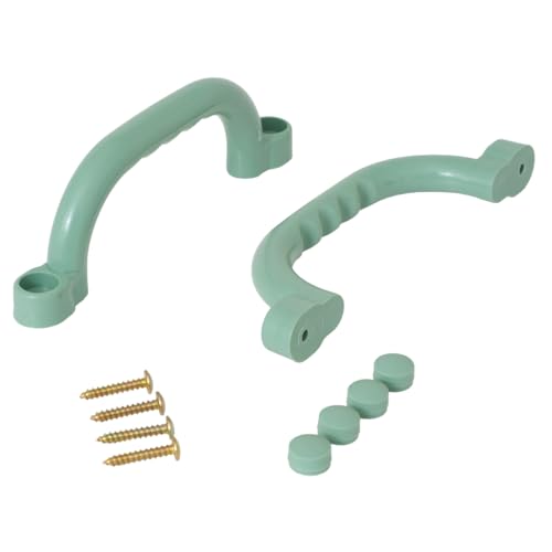 TRIBECCO Plastikgriff für den Spielplatz – sicherer, ergonomischer Griff für Kinder, wetterbeständig, stoßfest, einfache Montage, Montageset inklusive – 2 Stück im Set – 25 x 7,5 cm (Pastellgrün) von TRIBECCO