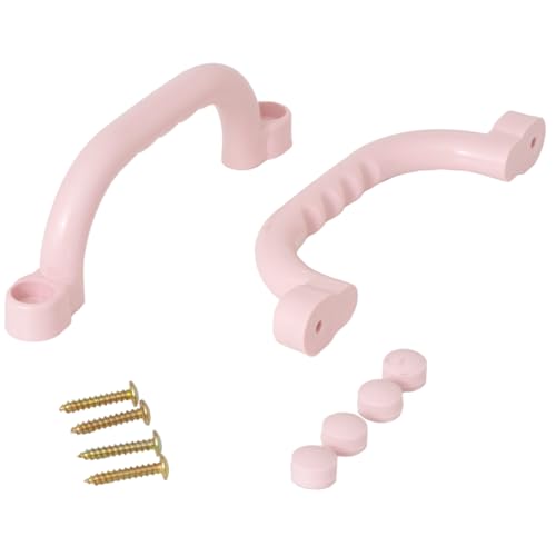 TRIBECCO Plastikgriff für den Spielplatz – sicherer, ergonomischer Griff für Kinder, wetterbeständig, stoßfest, einfache Montage, Montageset inklusive – 2 Stück im Set – 25 x 7,5 cm (Pastellrosa) von TRIBECCO