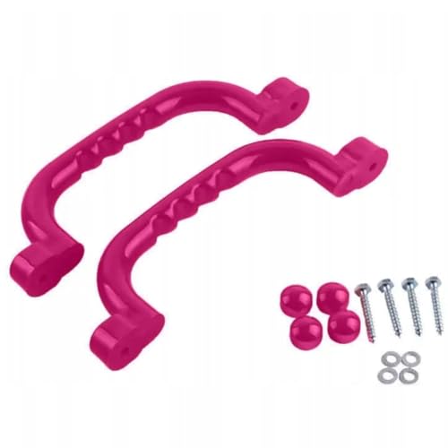 TRIBECCO Plastikgriff für den Spielplatz – sicherer, ergonomischer Griff für Kinder, wetterbeständig, stoßfest, einfache Montage, Montageset inklusive – 2 Stück im Set – 25 x 7,5 cm (Rosa) von TRIBECCO