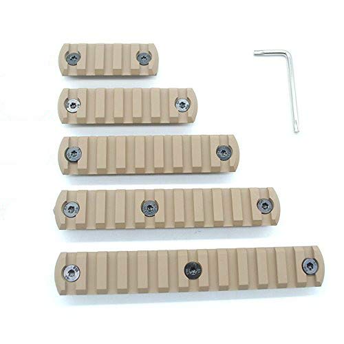 Trirock 5-Pack TAN/FDE keymod Picatinny Rail Sections kit fits Key mod handguard Rail Mount System - 5,7,9,11,13 Slots von TRIROCK
