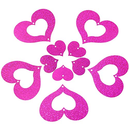 TRIXES 100 Stück glitzernde Herzanhänger in Hot Pink TRIXES 100 Stück glitzernde Herzanhänger in Hot Pink von TRIXES