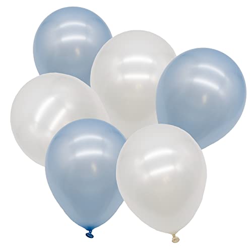 TRIXES 50 blaue und weiße Latexballons – Dekoration für eine Hochzeit, Geburtstagsfeier, Babyparty, Geschlechtsoffenbarung – mit Luft/Helium füllen – Ballonbogen erstellen – Konfetti hinzufügen. von TRIXES