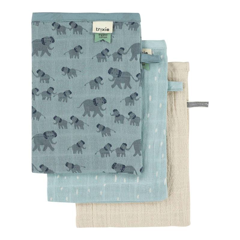 Trixie 3er-Pack Waschlappen aus Mull blau von TRIXIE