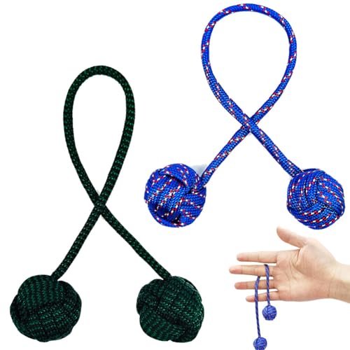 TRNOLPX 2 PCS Fingertip Stress Relief Spielzeug mit Zwei Perlen und einem Seil Finger Stress Relief Sensorische Entspannung Spielzeug (Blau Dunkelgrün) von TRNOLPX