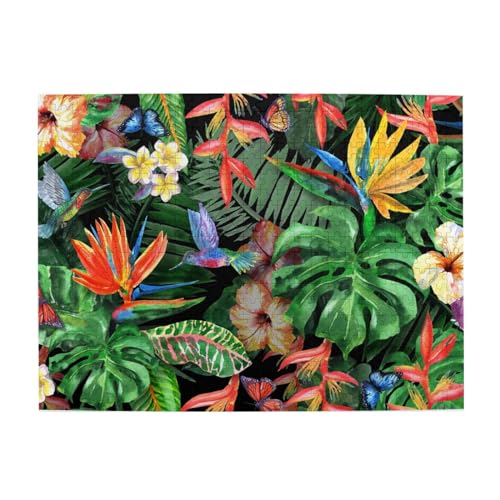 Puzzles, Holzpuzzles für Erwachsene, anspruchsvolles Puzzle, 500 Teile, Bilderpuzzle,Tropische exotische Blumenblätter von TROONZ