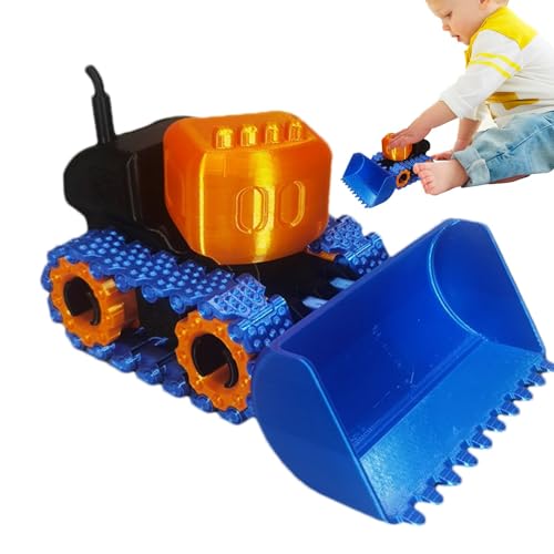 TROONZ Bulldozer-Konstruktionsspielzeug, 3D-gedrucktes Bulldozer-Spielzeug - 3D-Druck Bulldozer-Form Ornament Spielzeugfahrzeug beweglich - Sammelfiguren in Frontlader-LKW-Form für Wohnzimmer, von TROONZ