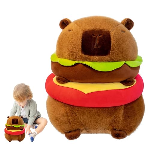 TROONZ Capybara Burger Plüsch,Gefülltes Capybara Plüschtier,Plüschburger Capybara Tierplüschtiere | Sofa-Dekoration, Raumdekoration, umarmbares, süßes Stofftier-Plüschtier für Kinder von TROONZ