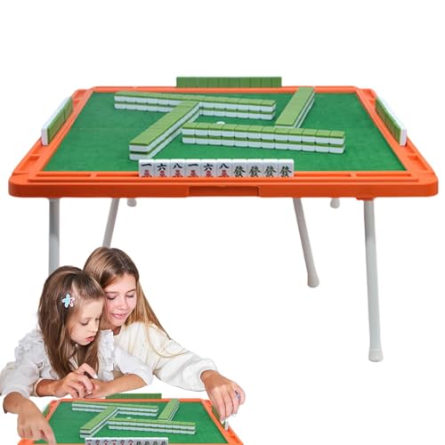 TROONZ Chinesisches Mahjong-Fliesen-Set, Outdoor-Reise-Unterhaltungs-Familienspiel | Tragbare Legespiele mit sanftem Polieren - Das geruchsneutrale Reisespielset enthält Tischbeine für unterwegs von TROONZ