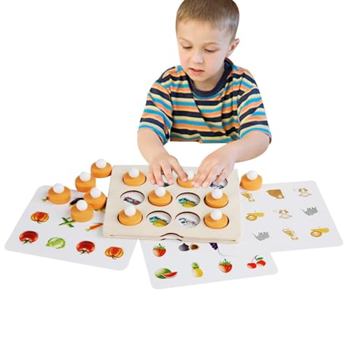 TROONZ Holz-Match-Memory-Spiel, Memory-Schachspiel - Montessori Lernspielzeug - Memory-Schachspielzeug aus Holz, pädagogisches Memory-Matching-Spiel, Obst-Tier-Memory-Spiel für Kinder und Jungen von TROONZ