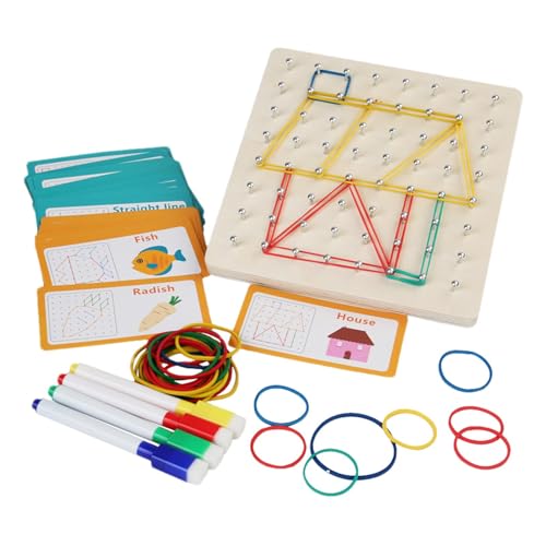 TROONZ Montessori Nagelbrett, großes Nagelbrett-Puzzle,Peg Puzzles Puzzlebrett - STEM-Puzzle Feinmotorikspielzeug, Nagelbrett mit Gummibändern, Lernspielzeug für Jungen und Mädchen ab 3 Jahren von TROONZ