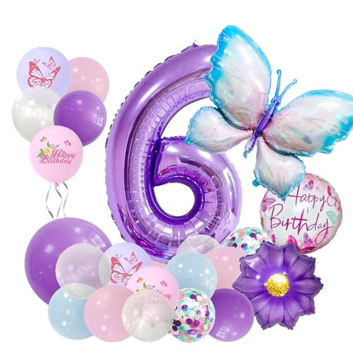 24 Stücke Gradient Schmetterling Folie Ballons Kinder Geburtstag Dekoration Bunte Schmetterling Geburtstag Party Set für Mädchen Party Geburtstag Dekoration (#6) von TROYSINC