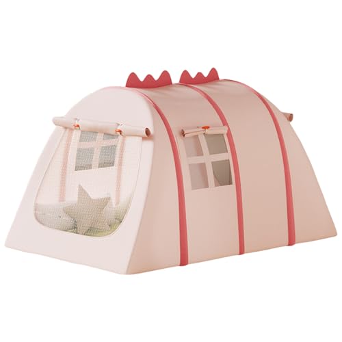 Niedliche Cartoon Dinosaurier Spielzelt, Tipi Zelt für Kinder, Faltbare Kinderzelt Drinnen Außen (kleine-132 * 92 * 72cm,Rosa-Fensterbildschirm) von TROYSINC