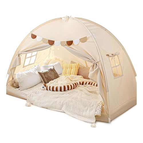 Spielzelt für Kinder, Kinderzelt für drinnen Außen,Faltbare Tipi Zelt, Spielhaus für Kinder im Freien für Jungen und Mädchen Kinderzimmer Kindergarten Geschenk (Beige) von TROYSINC