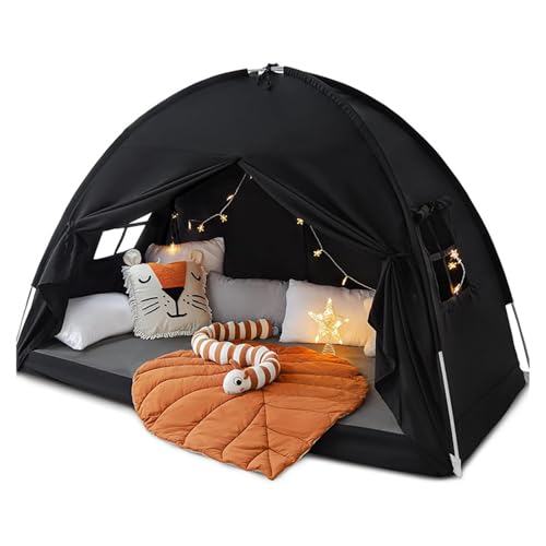 Spielzelt für Kinder, Kinderzelt für drinnen Außen,Faltbare Tipi Zelt, Spielhaus für Kinder im Freien für Jungen und Mädchen Kinderzimmer Kindergarten Geschenk (Schwarz) von TROYSINC