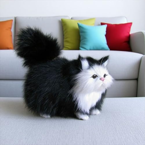 TROYSINC 12x12x6cm Katze Plüschtier Simulierte Katze Tier Katze Kunststoff Hohl, Süßes Heimdekoration, Geschenk für Kinder und Erwachsene (Schwarz) von TROYSINC