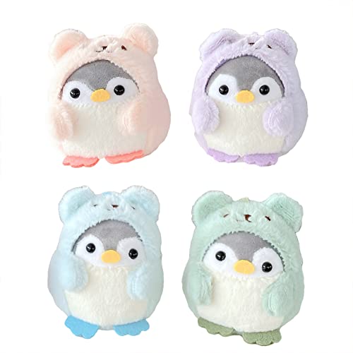 TROYSINC 4er Set Plüsch Pinguin Schlüsselanhänger, Niedlicher Pinguin, Süße Pinguin Stofftier Plüschtier, Pinguin Kuscheltier, Geschenke für Jungen Mädchen Kinder 9cm von TROYSINC