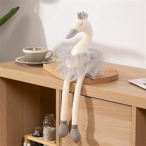 TROYSINC Eleganter Schwan Kuscheltier,Süßes Ballettschwan mit Krone,Weiches Schwan Plüschtier Stofftier Spielzeug Geschenk für Kinder (40cm,Grau) von TROYSINC