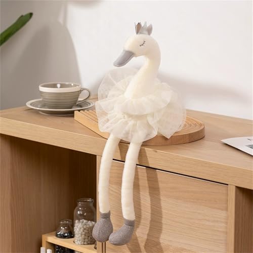 TROYSINC Eleganter Schwan Kuscheltier,Süßes Ballettschwan mit Krone,Weiches Schwan Plüschtier Stofftier Spielzeug Geschenk für Kinder (40cm,Weiß) von TROYSINC