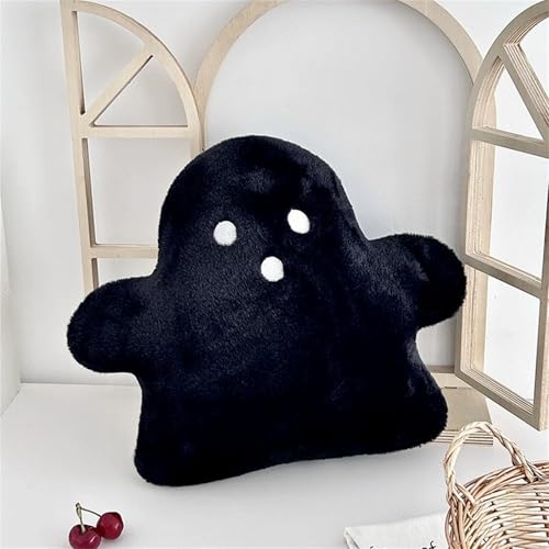 TROYSINC Gespenst Plüschtier Kuscheltier Cartoon Gespenst Stofftier Niedliches Gespenst Kuscheltiere Geschenk für Erwachsene Und Kinder Halloween Dekoratives Kissen (40x50cm,Schwarz) von TROYSINC