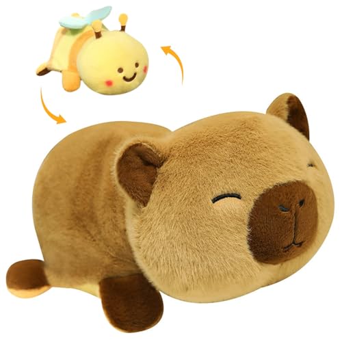 TROYSINC Kapibara Biene 2 in 1 Kuscheltier Super Weiches Kissen-Stofftier Süße Plüschtier für Kinder Mädchen Puppe Geschenk (25cm) von TROYSINC