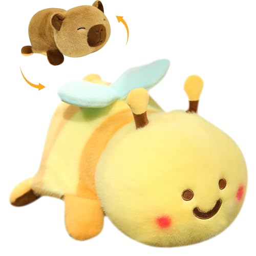 TROYSINC Kapibara Biene 2 in 1 Kuscheltier Super Weiches Kissen-Stofftier Süße Plüschtier für Kinder Mädchen Puppe Geschenk (35cm) von TROYSINC