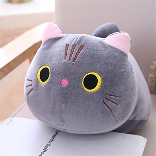 TROYSINC Katze Stofftier Plüschtier, Plüschkissen Tier Kissen süße Weiche Kuscheltier Plüsch Katze Spielzeug (Grau,25cm) von TROYSINC