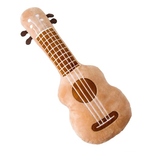 TROYSINC Kuscheltier Musikinstrumente, Kreatives Plüschtier Gitarre Stofftier Ukulele Gitarre Plüsch Spielzeug, Plüschtier Musikinstrumente Kissen Plüschpuppe, Geschenke für Kinder (L,Braun) von TROYSINC