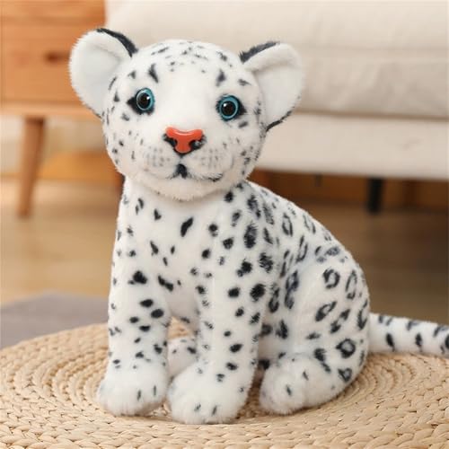 TROYSINC Leopard Kuscheltier Plüsch Leopard Plüschtier für Kinder Niedliches Leopard Stofftier Kinder Spielzeug Kissen Geschenk (28cm,weiß) von TROYSINC