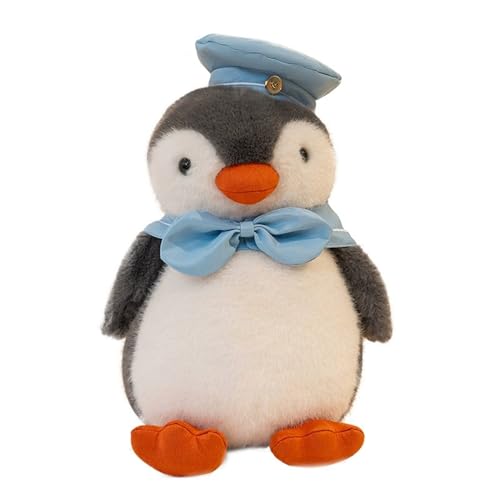 TROYSINC Marineblauer Pinguin Kuscheltier, Pinguin Plüschtier Weiches Pinguin mit Marineblauer Hut und Fliege Stofftier Geschenk für Kinder (35cm) von TROYSINC