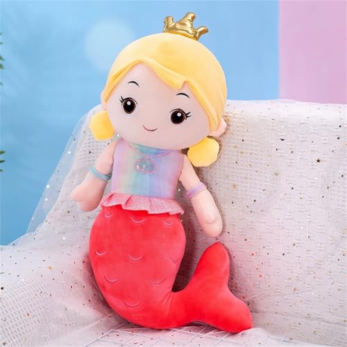 TROYSINC Meerjungfrau Kuscheltier – Niedliches Plüsch Meerjungfrau Plüschtier Stofftier für Mädchen, Kuschelweiches Plüschtier Spielzeug Geschenk (70cm,Rot) von TROYSINC