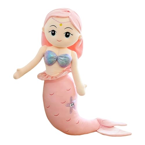 TROYSINC Meerjungfrau Kuscheltier Plüsch Meerjungfrau Plüschtier für Mädchen Niedliches Meerjungfrau Stofftier Kinder Spielzeug Geschenk (80cm,Rosa) von TROYSINC