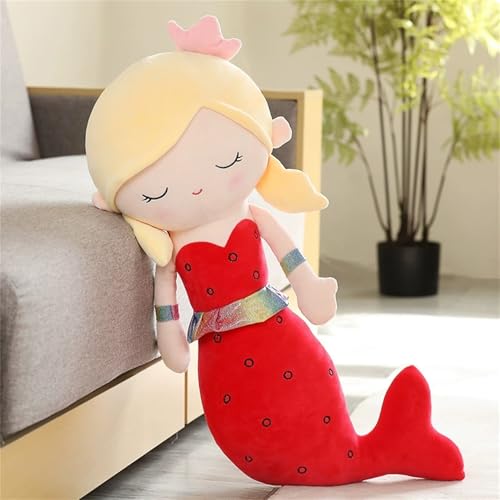TROYSINC Meerjungfrau Kuscheltier Plüsch Meerjungfrau Plüschtier für Mädchen Niedliches Meerjungfrau Stofftier Kinder Spielzeug Kissen Geschenk (115cm,Rot) von TROYSINC
