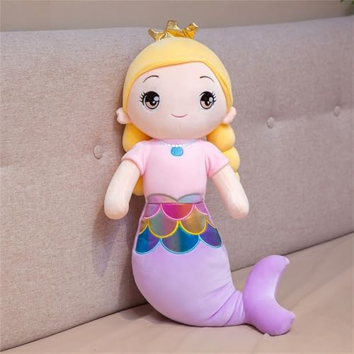 TROYSINC Niedliche Blonde Meerjungfrau Kuscheltier Plüsch Meerjungfrau Plüschtier für Mädchen Weich Meerjungfrau Stofftier Kinder Spielzeug Geschenk (90CM,Lila) von TROYSINC