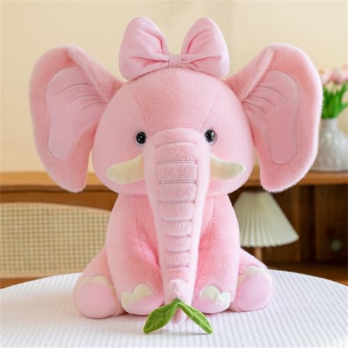 TROYSINC Niedliche Elefanten Plüschtier Kuscheltier, Weich Elefanten mit Kronen und Schleifen Stofftier Elefanten Plüsch Kissen Kinderspielzeug Plüschpuppen Geschenk (Rosa) von TROYSINC