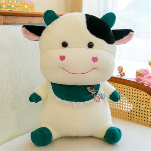 TROYSINC Niedliches Kalb Kuscheltier, Kuh Plüschtier Stofftier, Süße Kuh Plüsch Spielzeug Plüschpinguin Geschenke für Kinder (35cm,Grün) von TROYSINC