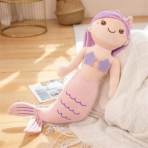 TROYSINC Niedliches Meerjungfrau Kuscheltier|,Weiches Plüsch Meerjungfrau Plüschtier Stofftier für Mädchen Plüschtier Spielzeug Geschenk (45cm,Hellrosa) von TROYSINC
