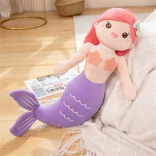 TROYSINC Niedliches Meerjungfrau Kuscheltier|,Weiches Plüsch Meerjungfrau Plüschtier Stofftier für Mädchen Plüschtier Spielzeug Geschenk (60cm,Lila) von TROYSINC