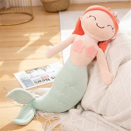 TROYSINC Niedliches Meerjungfrau Kuscheltier|,Weiches Plüsch Meerjungfrau Plüschtier Stofftier für Mädchen Plüschtier Spielzeug Geschenk (80cm,Grün) von TROYSINC
