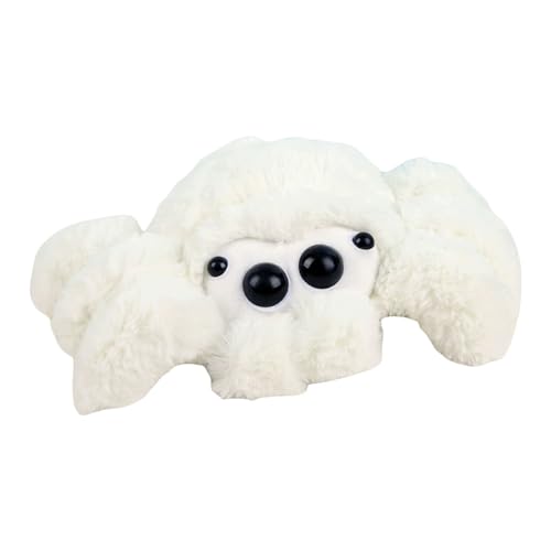 TROYSINC Niedliches Spinnen-Plüschtier, Weiche und Realistische Plüschspinne mit großen Augen, Süßes Heimdekoration, Geschenk Halloween für Kinder und Erwachsene (Weiß) von TROYSINC