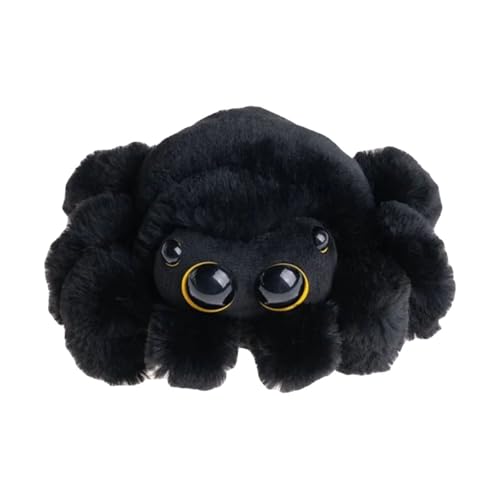 TROYSINC Niedliches Spinnen-Plüschtier, Weiche und Realistische Plüschspinne mit großen Augen, Süßes Heimdekoration, Geschenk Halloween für Kinder und Erwachsene (schwarz und gelb) von TROYSINC